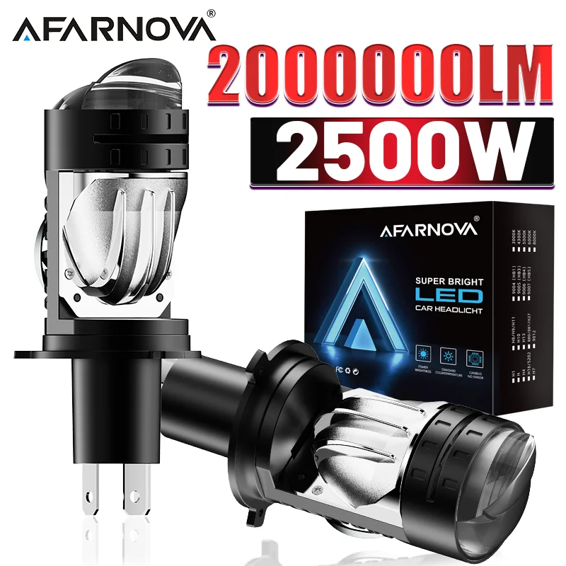 

2 шт. проектор H4 объектив светодиодные автомобильные фары мини Bi LED 200000LM 2500W CANBUS Turbo авто мотоциклетные лампы H4 высокий низкий свет 12 В