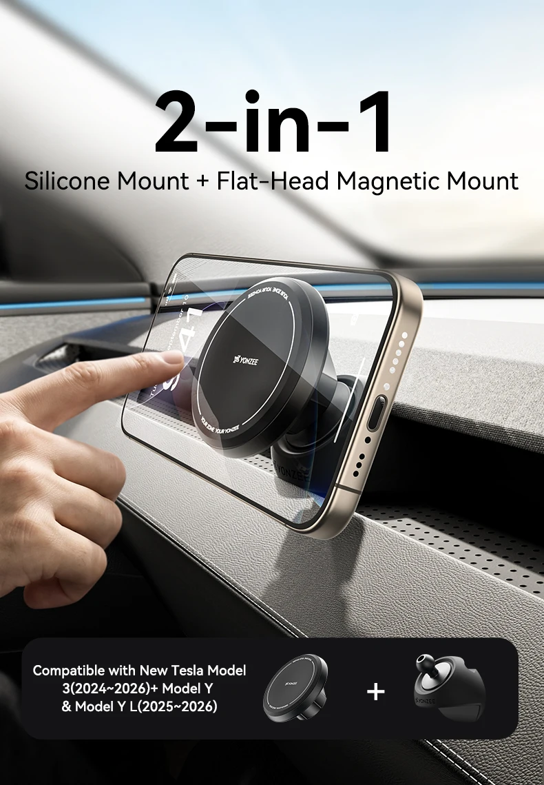 YZ für Tesla Model Y YL Model 3 Highland Juniper N52, starke magnetische Handyhalterung für Links- und Rechtslenker, Anti-Shake-Lüftungsschlitz-Halterung, Autohalterung für alle Handys, iPhone 17, 16, 15, Auto-Ständer – Navigationszubehör, Magsafe – Detail 1