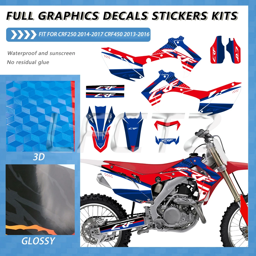 パーソナライズされたモトクロス背景グラフィックデカールステッカーキット-ホンダ-crf250-crf-250-2014-2017-crf450-crf-450-2013-2016-に適合