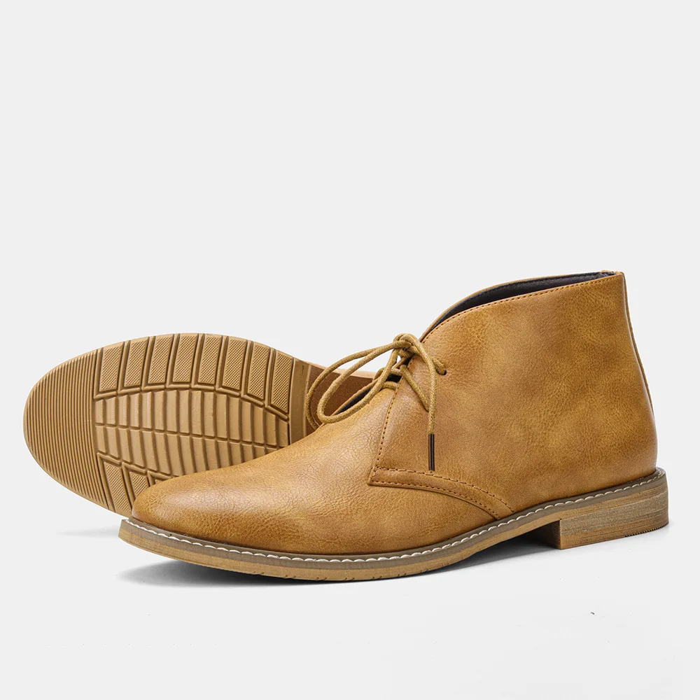 Stivali Chukka / Turf classici in pelle retrò da uomo Stivaletti alla moda da uomo Stivali corti da deserto stringati da uomo Scarpe alte