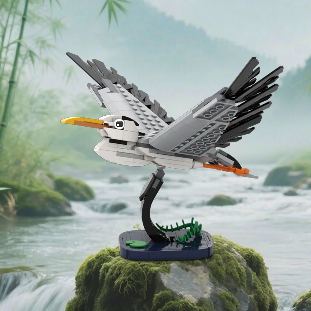 MOC-212038 飛行鷺ビルディングブロックモデル飛行鷺鳥動物レンガ組立おもちゃ子供 DIY 誕生日プレゼント