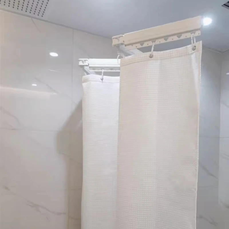 

‌Suction Cup Shower Curtain - No Drill Foldable Waterproof Bathroom Partition Mold Proof Invisible Screen for Wet Dry Separation