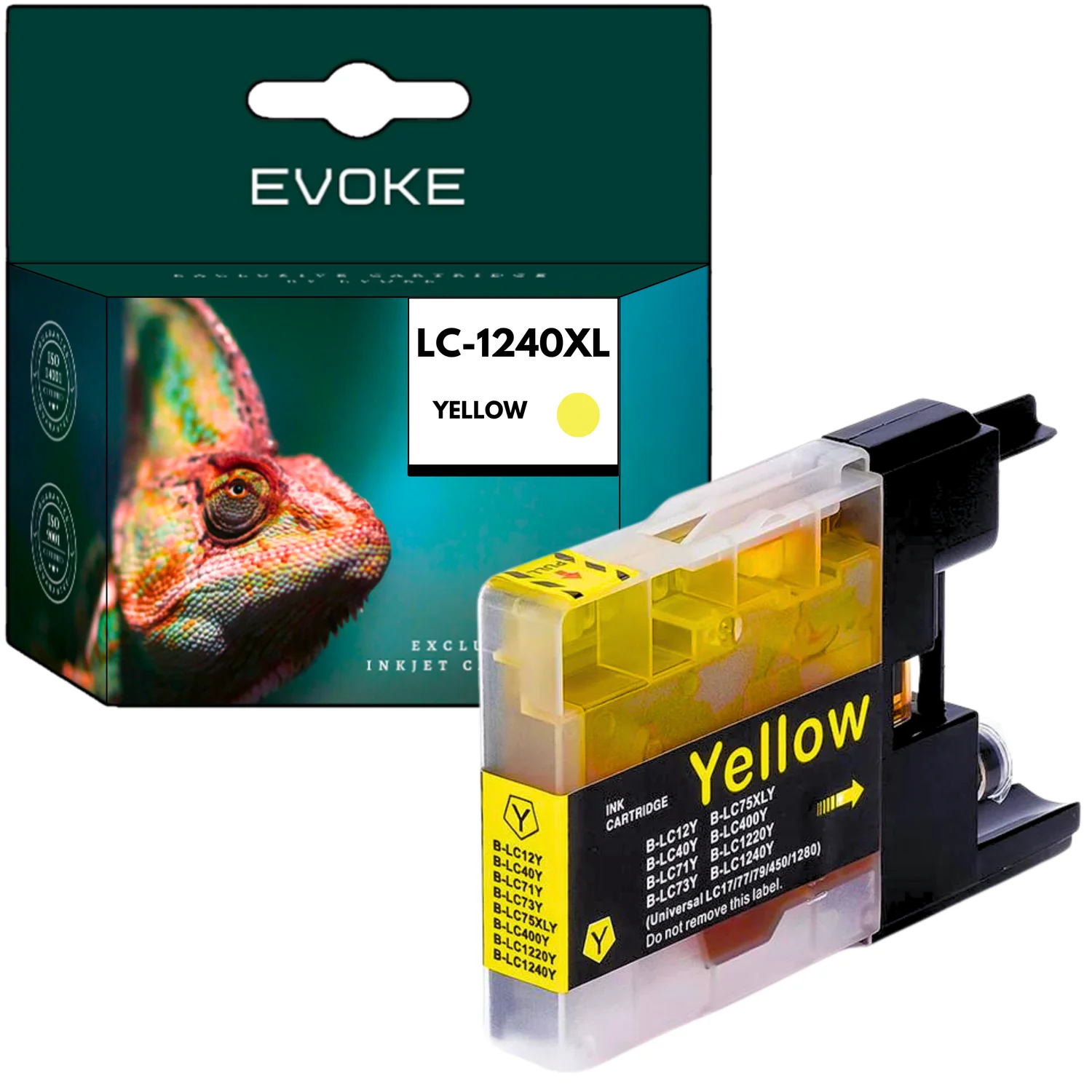 Evoke Compatibele Inkt voor Brother Lc-1240 Lc1240 Lc1240Y Geel 10 ml 180 Pagina's Dcp-J525W J725Dw J925Dw; Mfc-J430W J625Dw J825Dw J835Dw J5910Dw J6510Dw J6710Dw J6910Dw