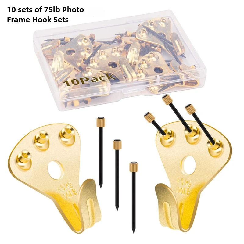 

10 Sets of 75LB German Metal Picture Frame Hook Combination Set Photo Hanging Parts Picture Frame Accessories