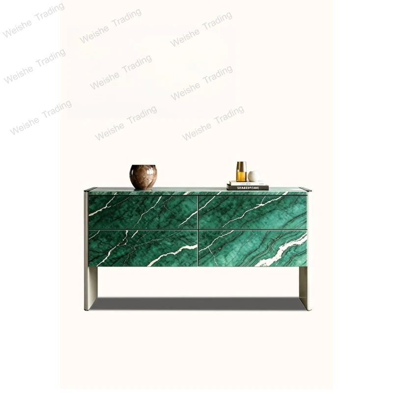 Italian light luxury marble pattern dining side cabinet, living room entrance entrance door decorative cabinet, simple