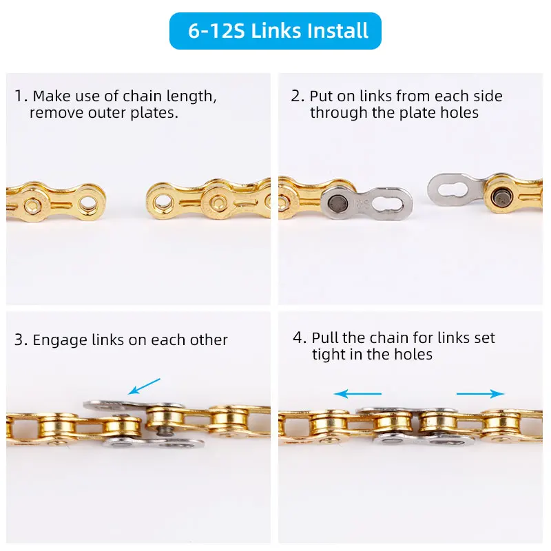 6 Pairs Chain Missing Link Joints 1/6/7/8/9/10/11/12 Speed MTB Chain Connector Quick Link Steel Electroplating Silver Gold Parts