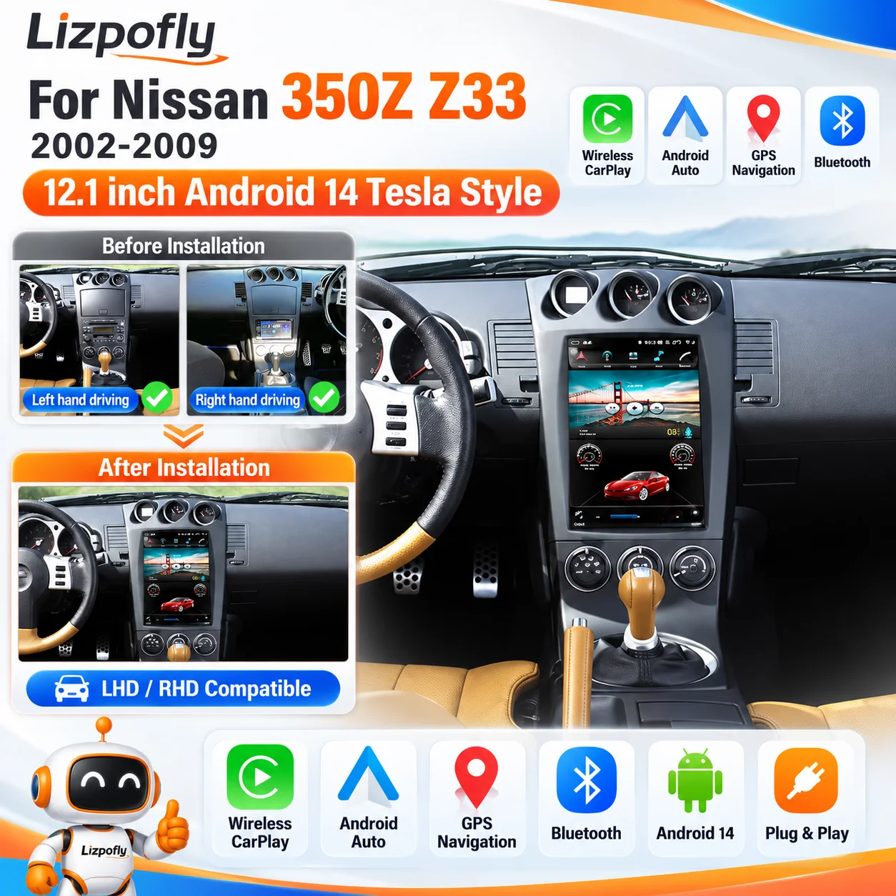 Lizpofly for Nissan 350Z Z33 2002-2009 12.1