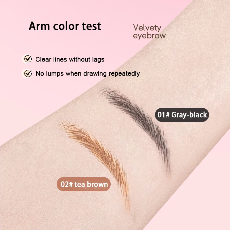 防水面取り両端アイブロウペン ブラシ付き - 色がつきやすく、長持ちするナチュラルアイブロウメイクアップ