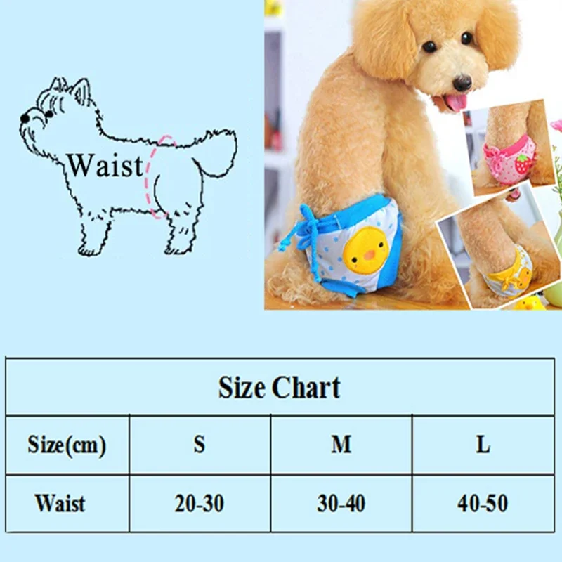 1PC Pet Dog Shorts Sanitary Physiological Pants Cute Fruit Print Diaper Dog Shorts Washable Female Dog Panties Diapers Supplies