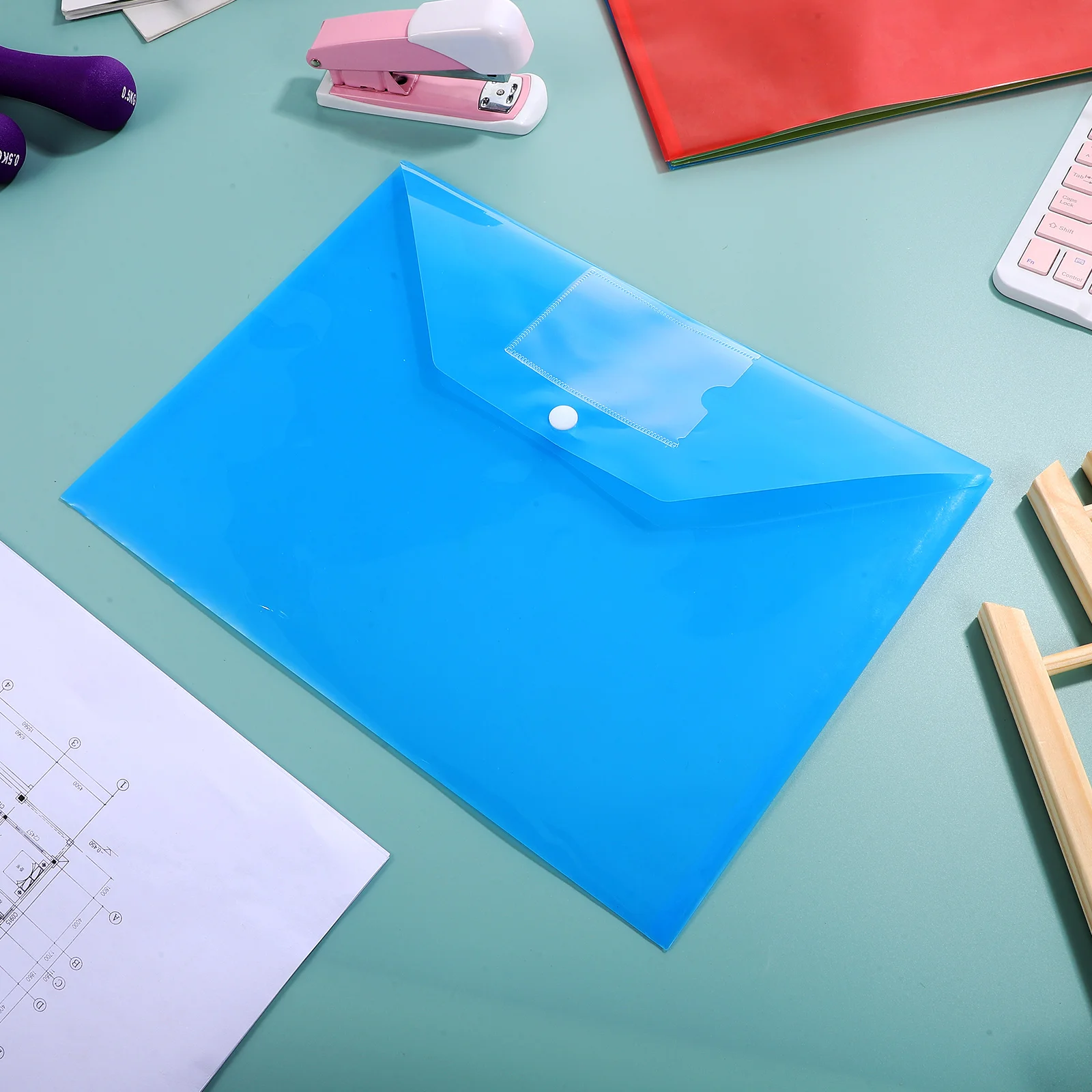 

20pcs Envelopes Plastic File Holders Sturdy Water Resistant Button Closure Label Pocket Document Organizer Office