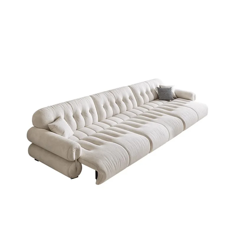 

French retro style brown sugar cloud sofa living room 2025 new size apartment straight row