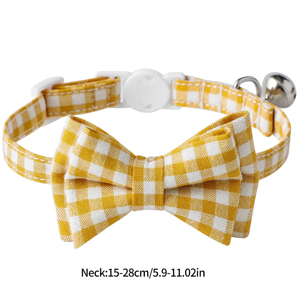 Bow Plaid Cat Collar Bow Adjustable Soft Dog Collar Bow Necklace Suitable For Small And Medium-Sized Pets The Best Gift