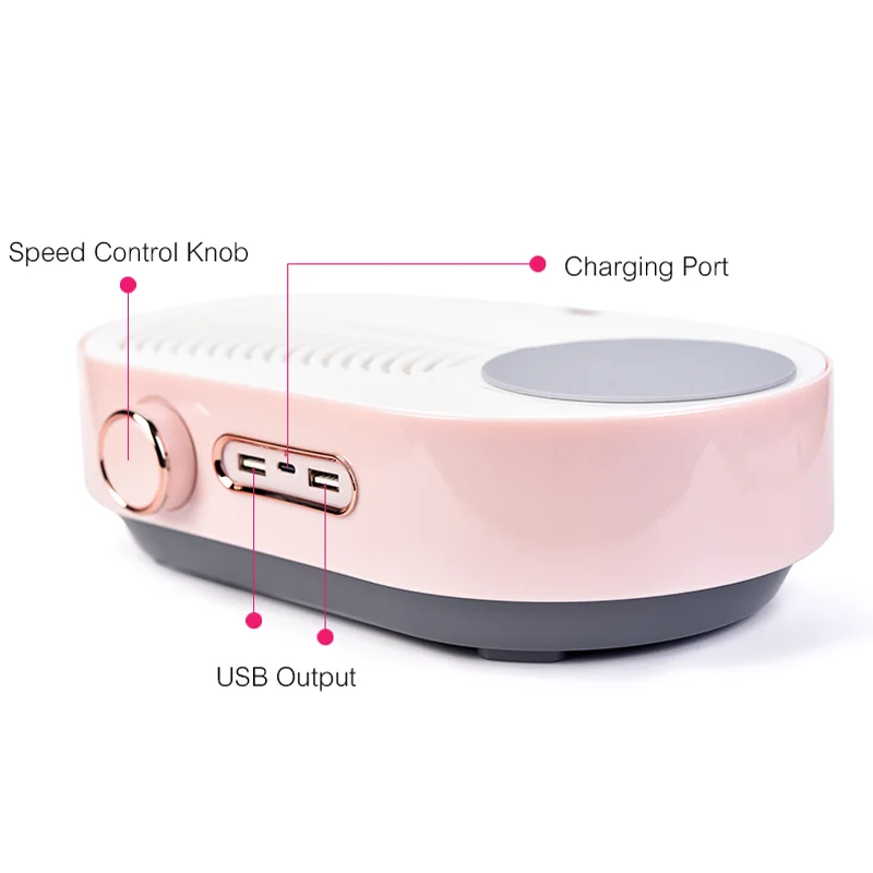 개인 상표 충전식 휴대용 네일 진공 청소기 손톱 용 집진기 먼지 흡입 먼지 추출기 매니큐어 도구