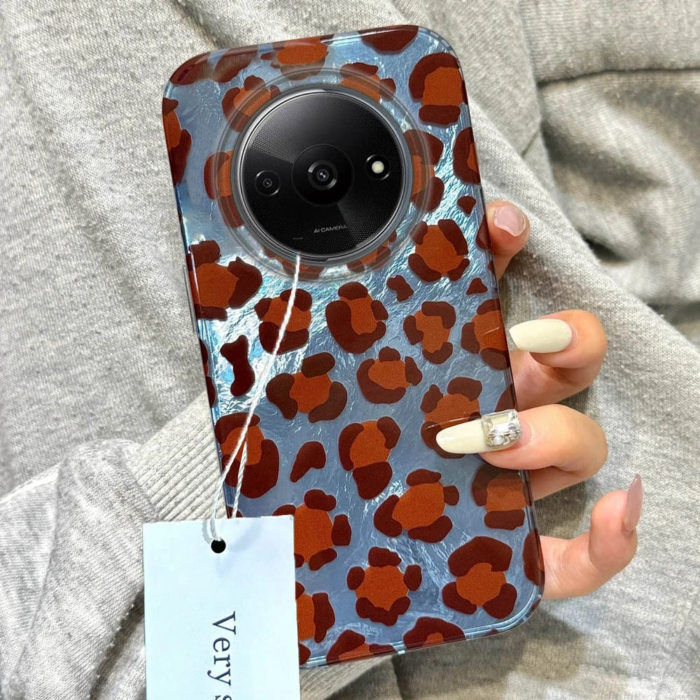 Funda de teléfono para niñas de leopardo azul para Xiaomi Redmi 15C 14C 13C Note 15 14 13 12 11 10 9 8 Pro A3 A2 A1 Funda para mujeres Coque