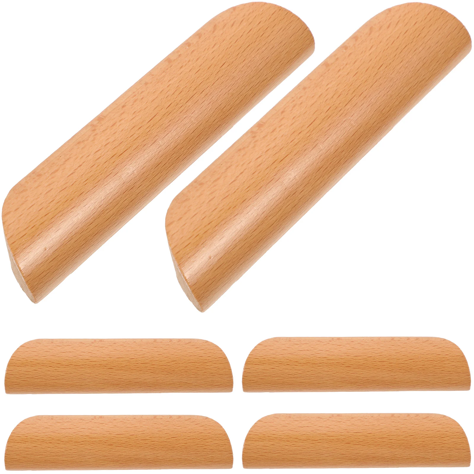 

6 Pcs Timber Semi-circular Solid Wood Handle Kitchen Cabinets Dresser Drawer Handles Cupboard Door