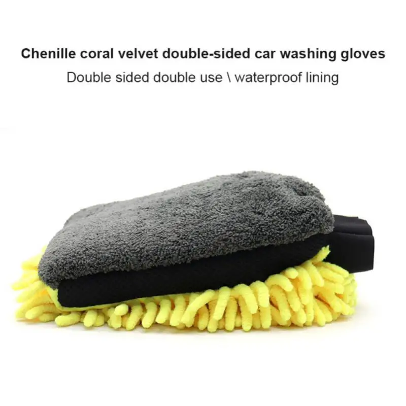 Waterproof Car Wash Microfiber Chenille Gloves Thick Car Cleaning Mitt Wax Detailing Brush Auto Care Double-faced Glove