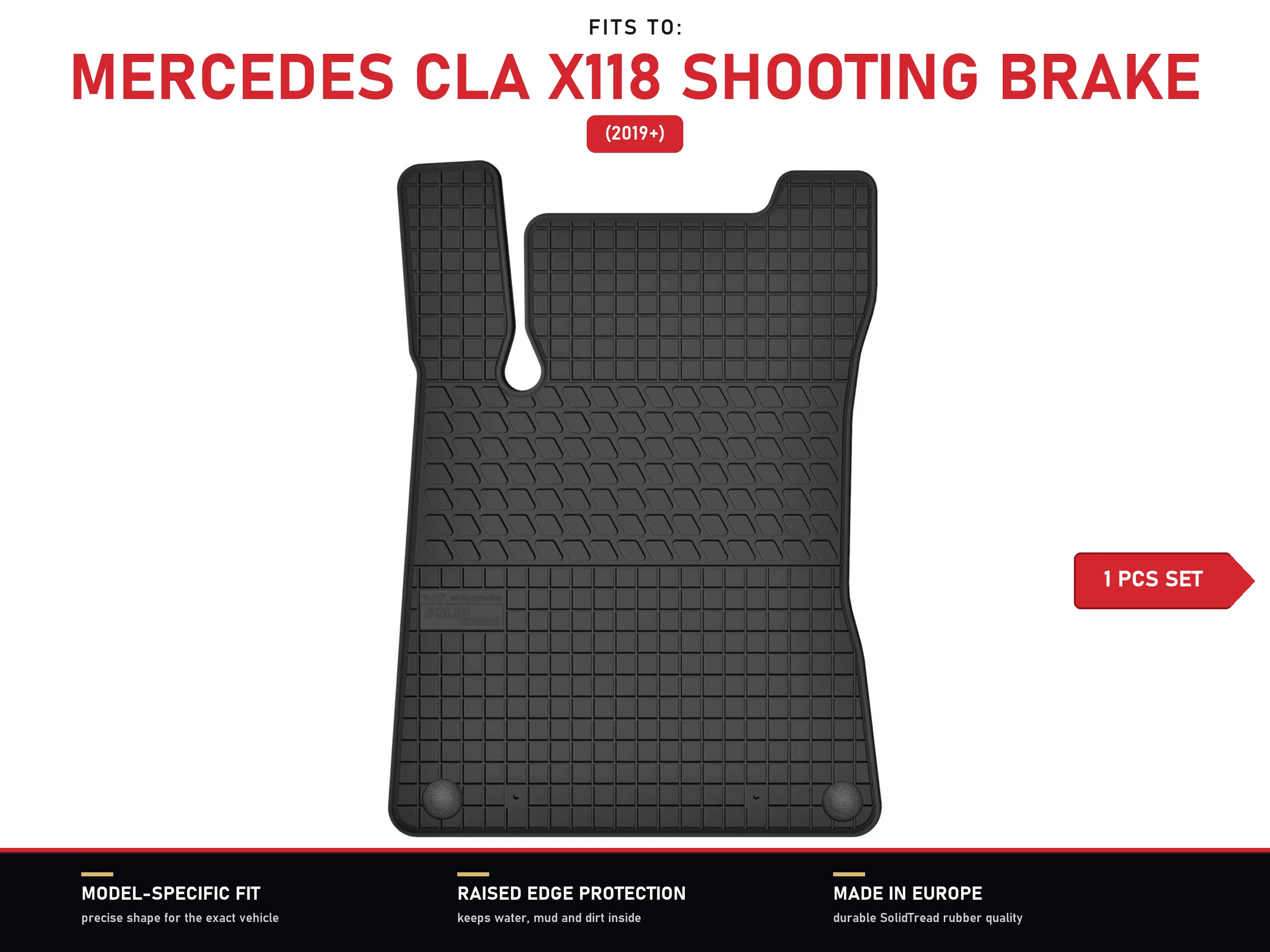 Rubberen bestuurdersmat voor: Mercedes CLA X118 Shooting Brake 2019-