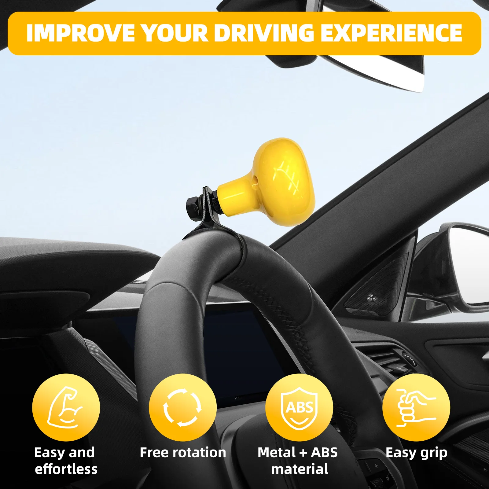 

Car Auto Truck Heavy Duty Lorry Steering Wheel Spinner Handle Knob Booster Grip Ball Turning Hand Control Car Accessories Cover