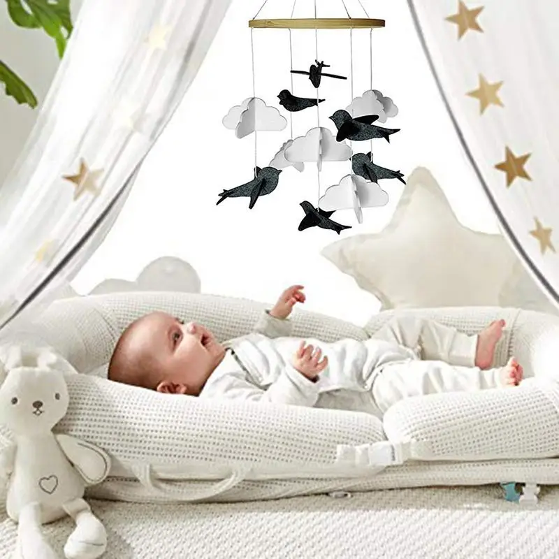 Baby Crib Mobile Birds Clouds Felt Baby Ceiling Hanging Nursery Decor Baby Toys