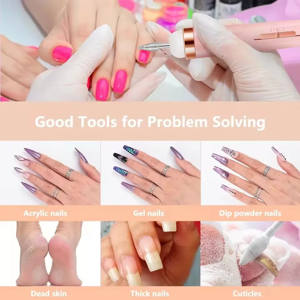 Akrylowa elektryczna wiertarka do paznokci Przenośna wiertarka do paznokci Profesjonalne wiertła do usuwania paznokci Pedicure Manicure