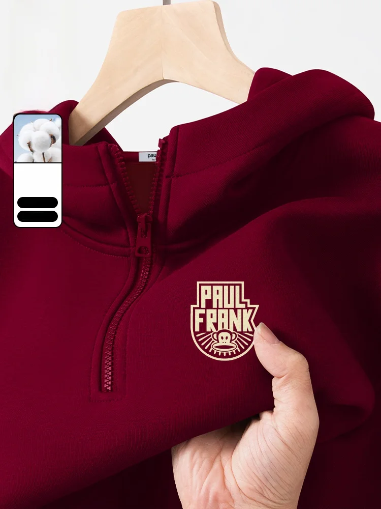 

Heavyweight Hooded Sweatirt f Zip ex Spring Trendy Couple American Sle Cotton Polyester Blend Regular Fit