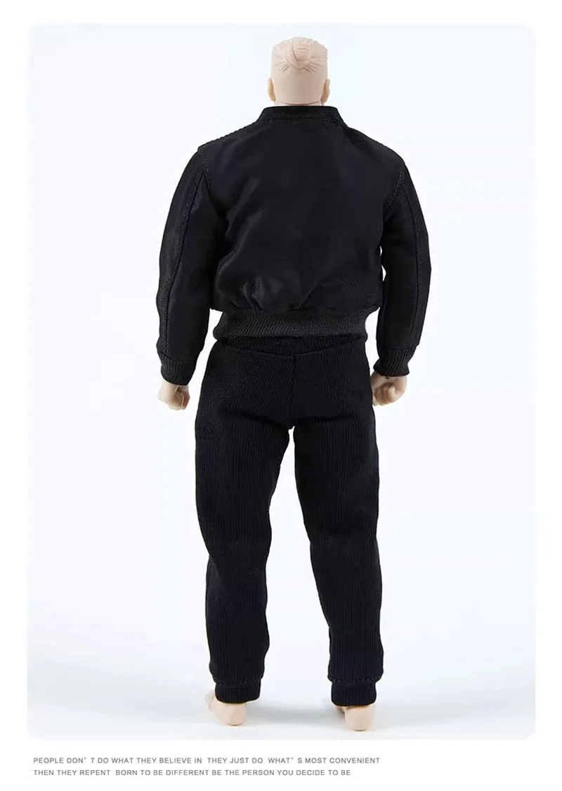 1/12 Soldier Classic Fashion Flight Jacket Coat Black T-shirt Lace Up Sports Pants Fit 6'' Doll Body Model Collection In Stock