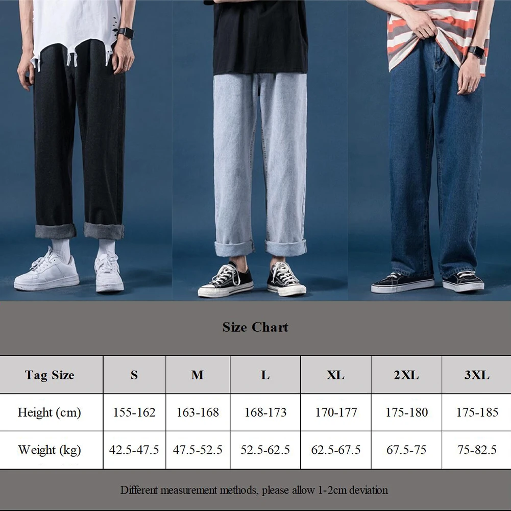 Straight Pants Men Jeans Casual Korean Fashion Versatile Casual Vintage Straight Pants Vacation Daily Comfy Fashion