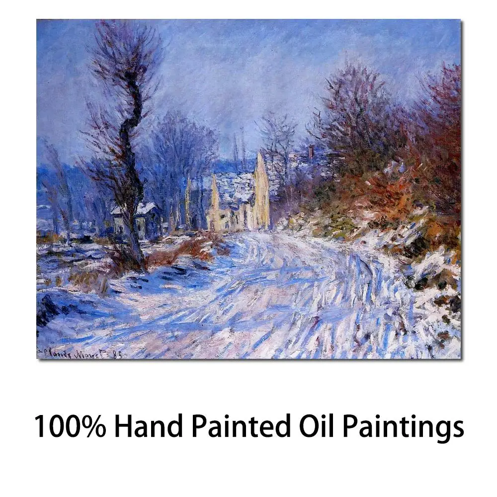 

Famou Canvas Art Claude Monet Winter Landscape Painting Road to Giverny Handmade Impressionist Artwork High Quality Home Decor