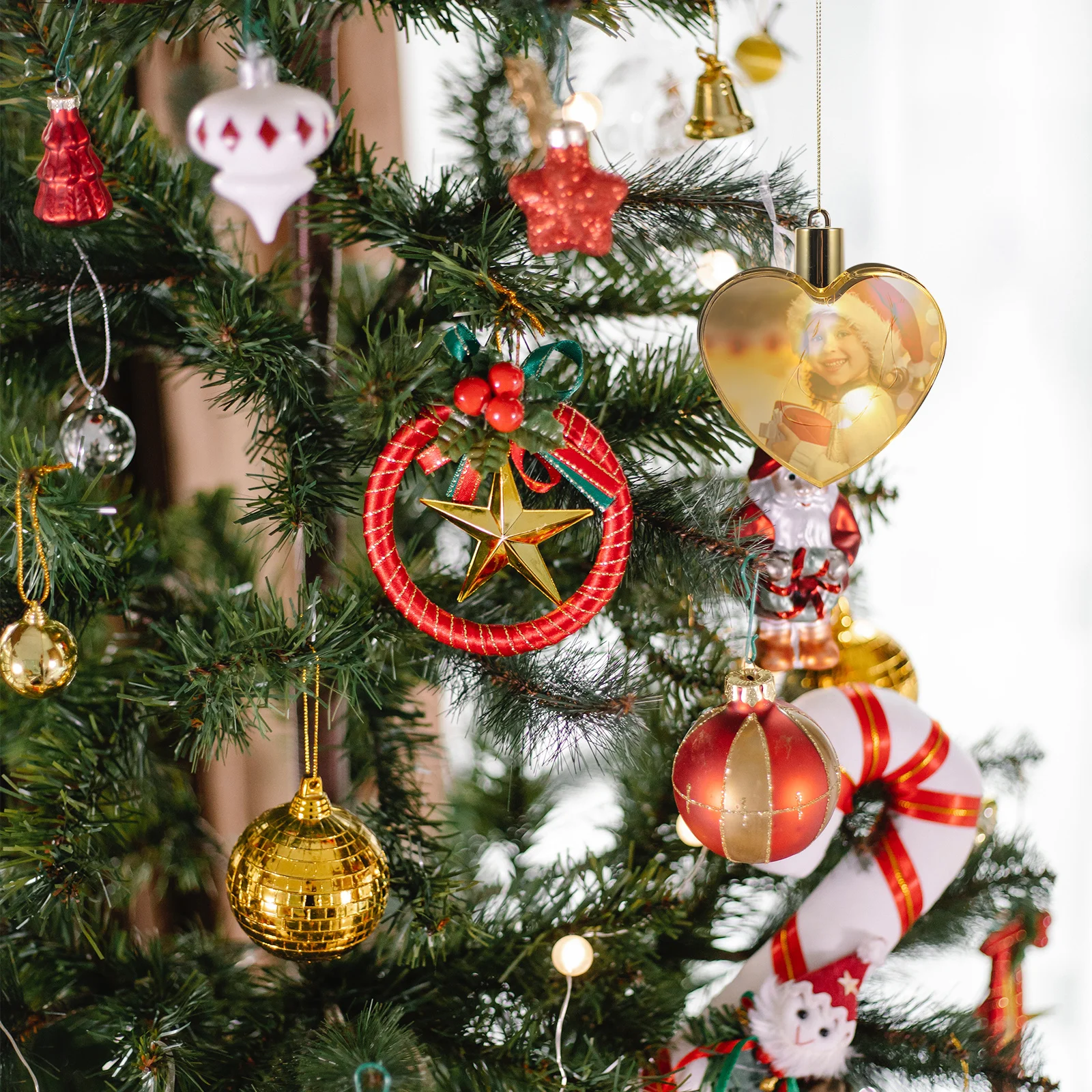 

1Set Heart Christmas Ornament LED Sublimation Blanks DIY Heat Transfer Craft Xmas Tree Decor Sublimation Decor