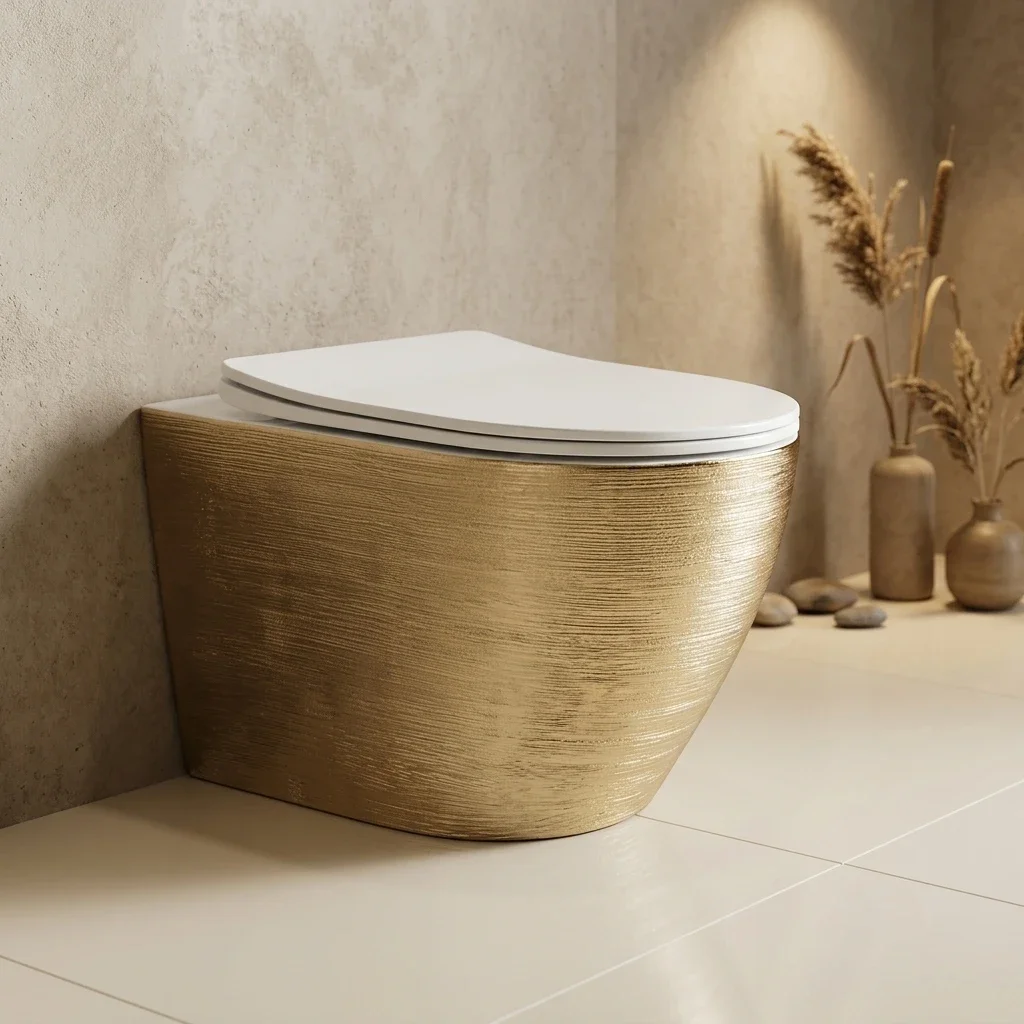 xx-Luxury One-Piece Ceramic White And Gold Toilet With Modern Royal Design Golden Plated Color Rimless Toilet Bowl For Hotel Use