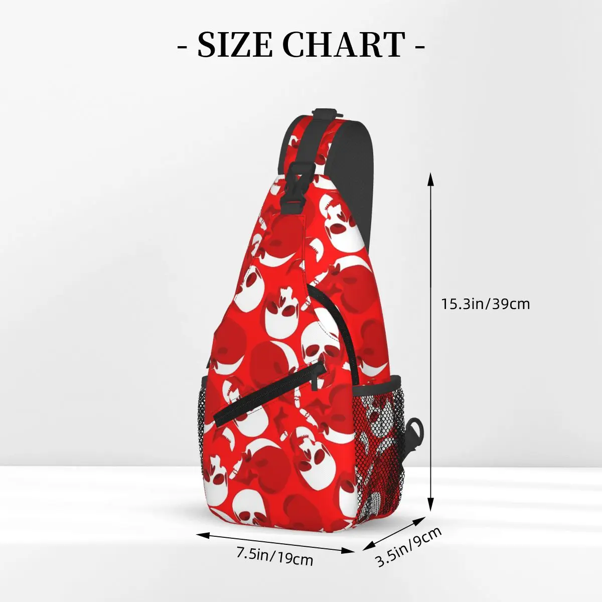 Halloween Red Skull Skeleton Pattern Chest Bag Men Sling Crossbody Backpack Chest Bag Traveling Hiking Daypack Shoulder Bag