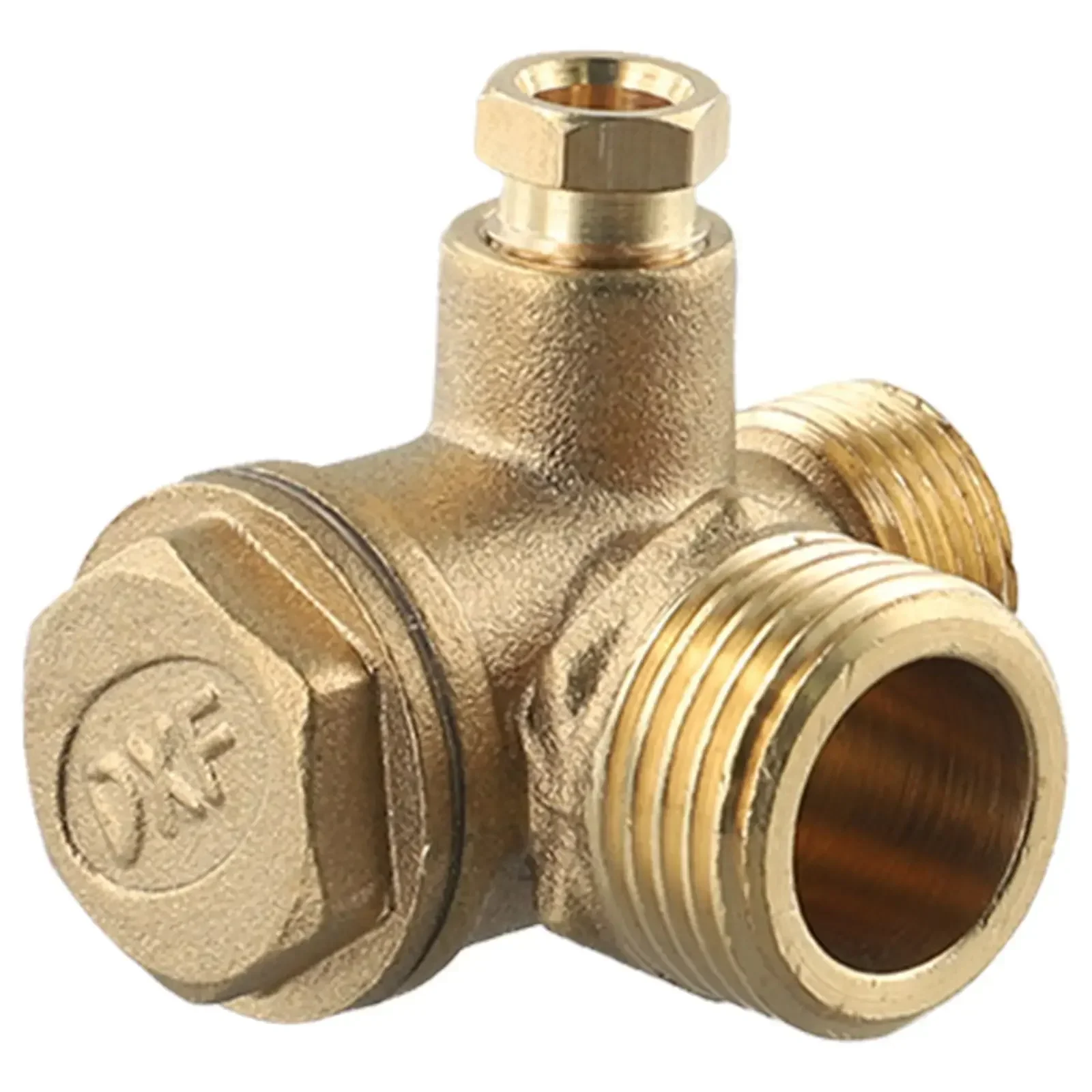 G1/2 Air Compressor 3-Port Brass Male Threaded Check Valve Connector For Tube Connecting Air Pressure Tank Compressor Piston Pum