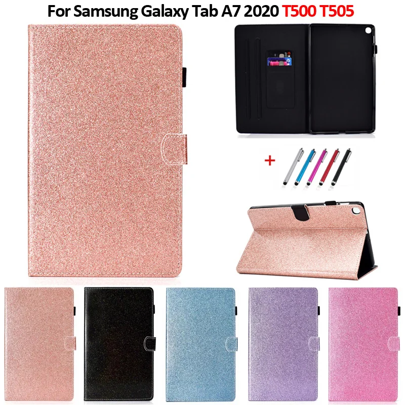 Case for Samsung Tab A7 10.4 Inch SM-T500 T505 T507 Shinning Glitter Flip Stand Tablet Funda for Samsung Galaxy Tab A7 2020 Case