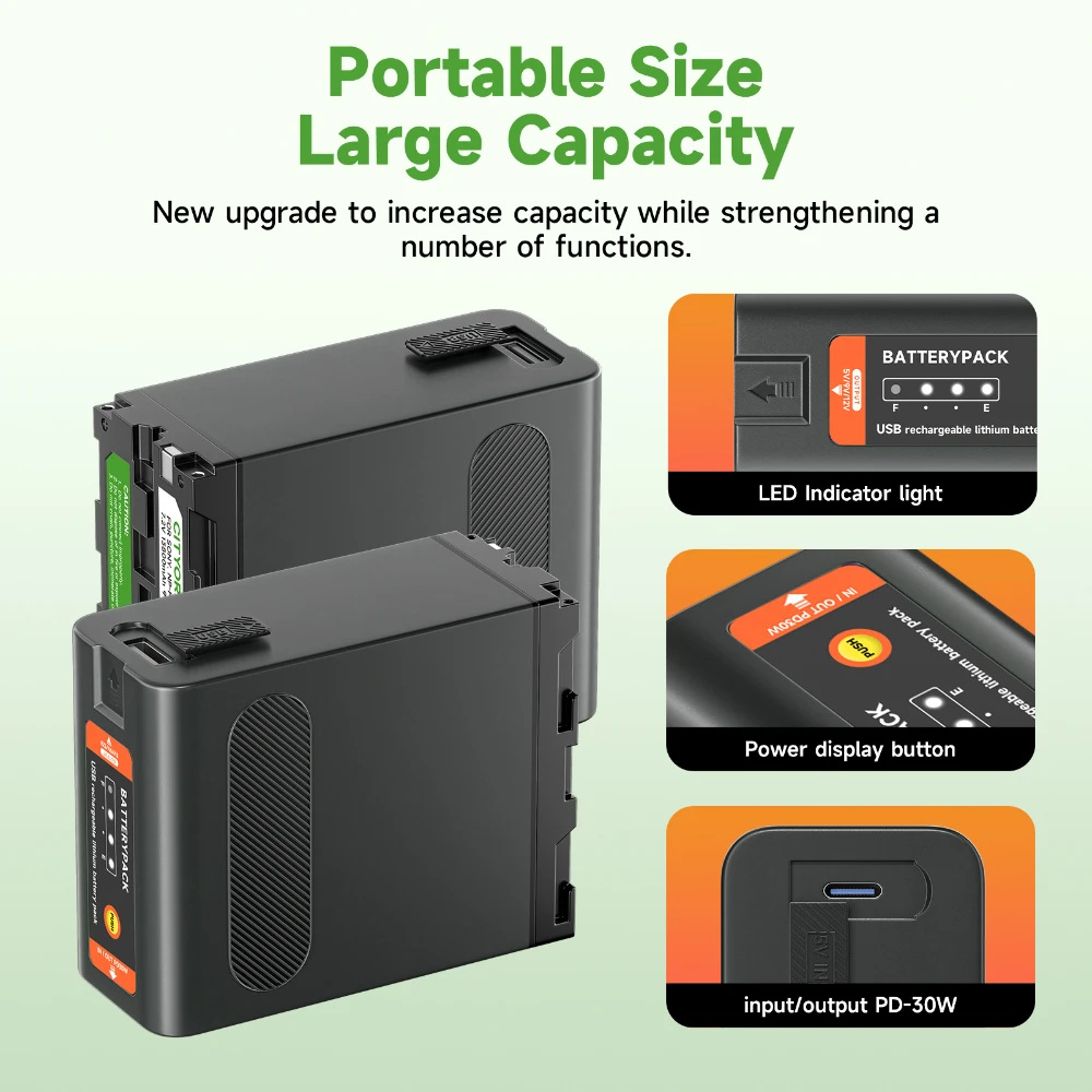 NP-F990 NP F990 Battery PD30W Fast Charging Fits For SONY NP F980 F970 F960 F750  MC1500C PLM-100 CCD-TR215 CCD-TR87 CCCD-TRV88