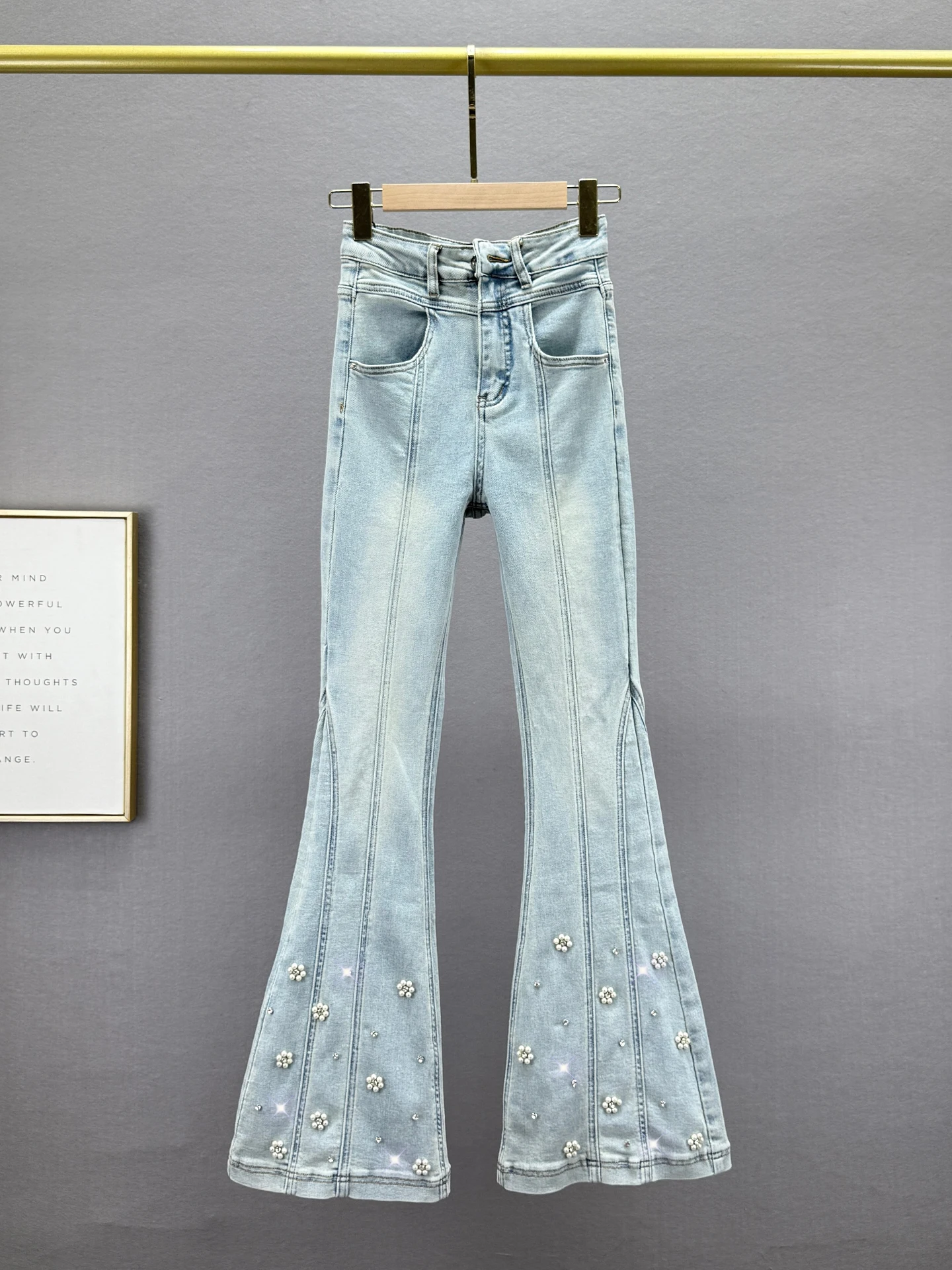 

Женские джинсы с высокой талией, облегающие, удлиненные, микро-клеш, эластичные, удобные, из хлопкового денима, весенняя новинка