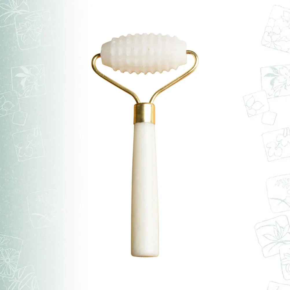 ลูกกลิ้งนวดหน้าหยก 1 ชิ้น คริสตัลธรรมชาติ หัวเดียว ด้ามจับโลหะทนทาน เครื่องมือนวดหน้า ลูกกลิ้งนวด