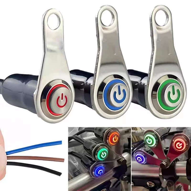 

Motorcycle Switch Handlebar-Mounted Button ON+OFF Horn/Spotlight Button Switch Stainless Steel Waterproof Motorcycle Parts