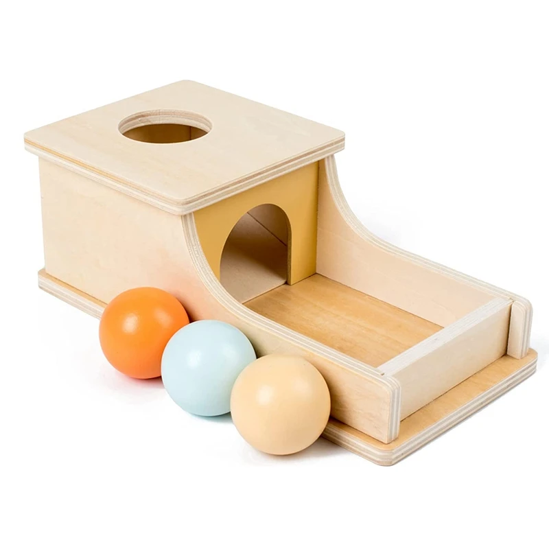 Montessori Wooden Pitch Ball Box Drawer Game Learning Early Education Preschool Training Teaching Kids Aids Baby Toys