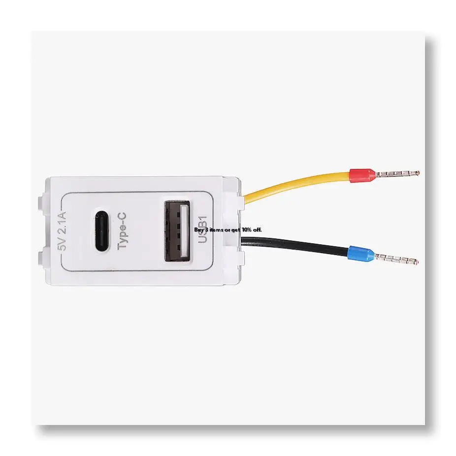 ●New USB Type-C Dual Port Power Module 220V Socket 5V 2.1A Phone Charging Module Transformer Charging Power Adapter