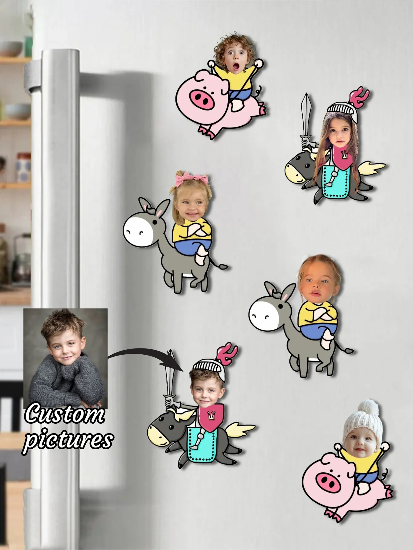 Customized Knight Pig Mount Refrigerator Decoration Magnet To Spoof Friend's Funny Birthday Gift Customized Refrigerator Magnet