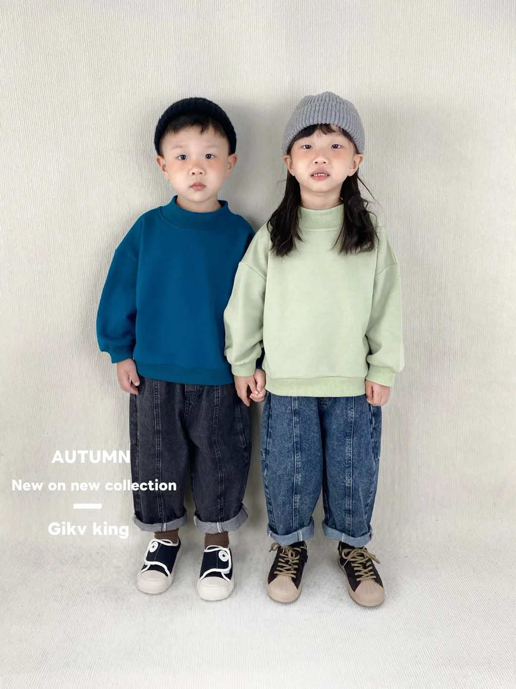 Sweater Trend Half-high Neck Long-sleeved Sweater Boys Grils Children Autumn Winter Solid Simple All-matching Korean Loose