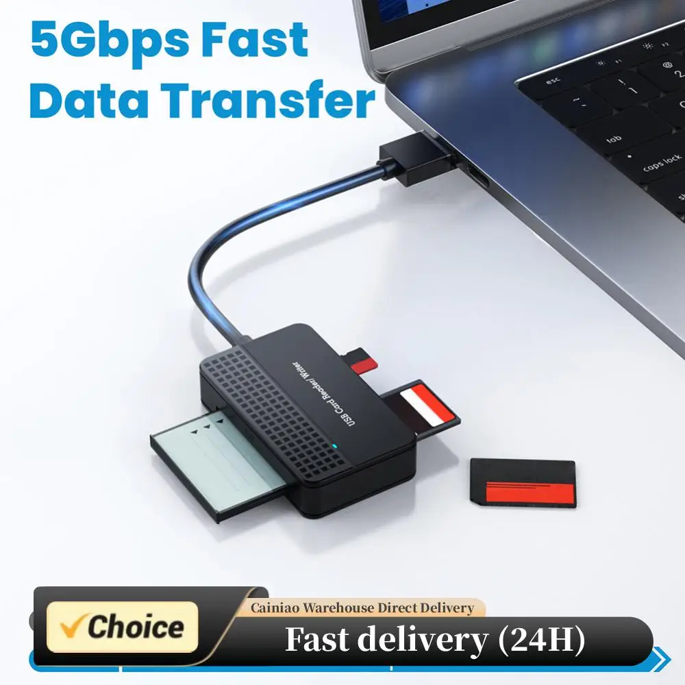 

USB 3.0 Type C Memory Smart Card Reader 4 in 1 Flash Card Adapter 20cm Cable Memory Card Writer SD TF CF MS