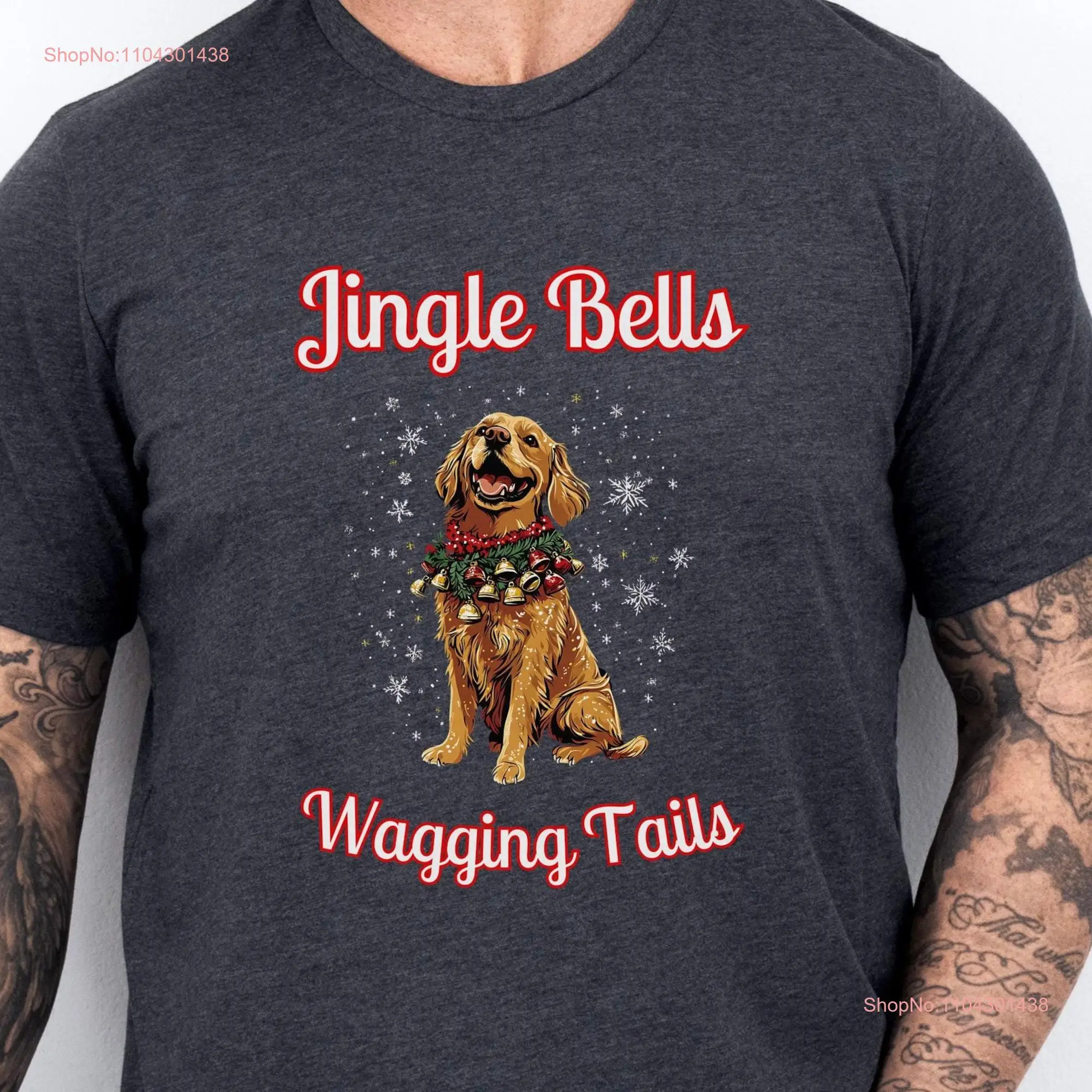 Christmas Dog shirt Jingle Bells Wagging tails Golden Retriever T tee gift Goldie lover long or short sleeves