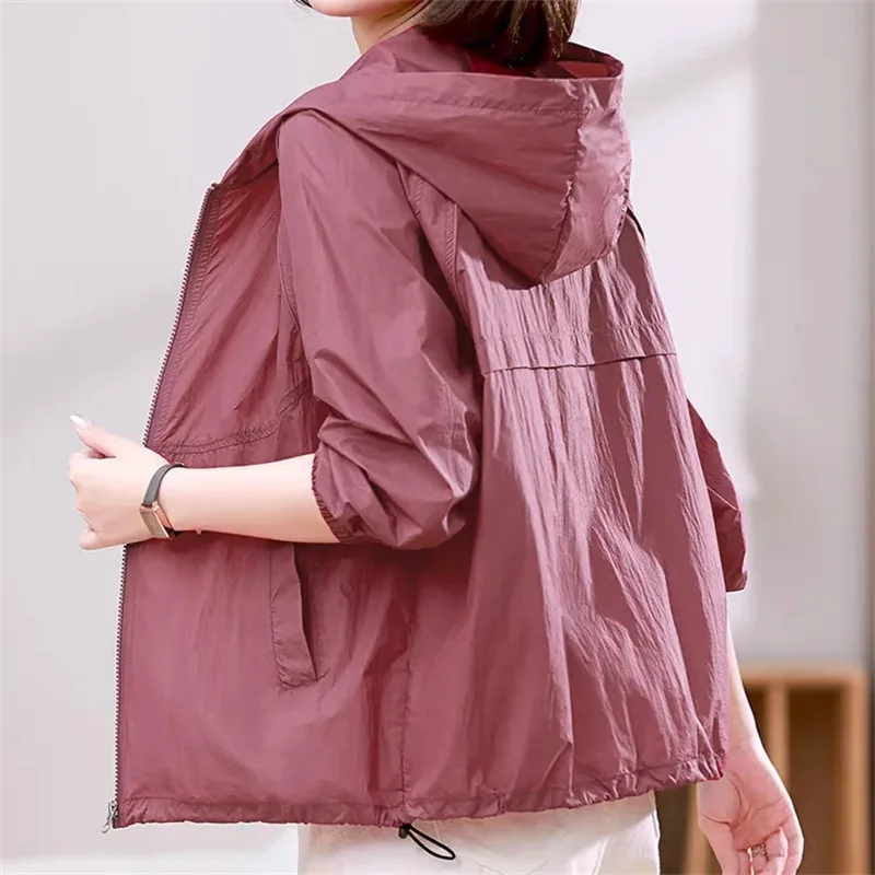 Sunscreen Jacket Women's Summer 2025 New Middle-Aged Mother Sports Thin Outwear Fashion Breathable Sun-Protective Clothing Coat