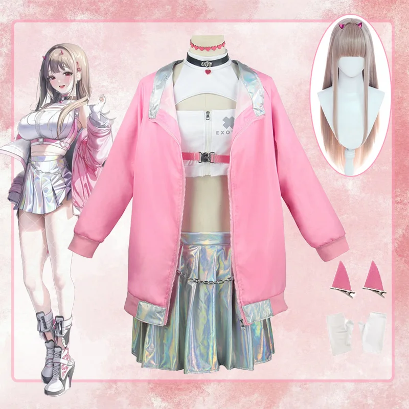 Комплект костюмов для косплея NIKKE Goddess of Victory Viper: милый розовый наряд болельщика, парик, индивидуальный вид в стиле игры