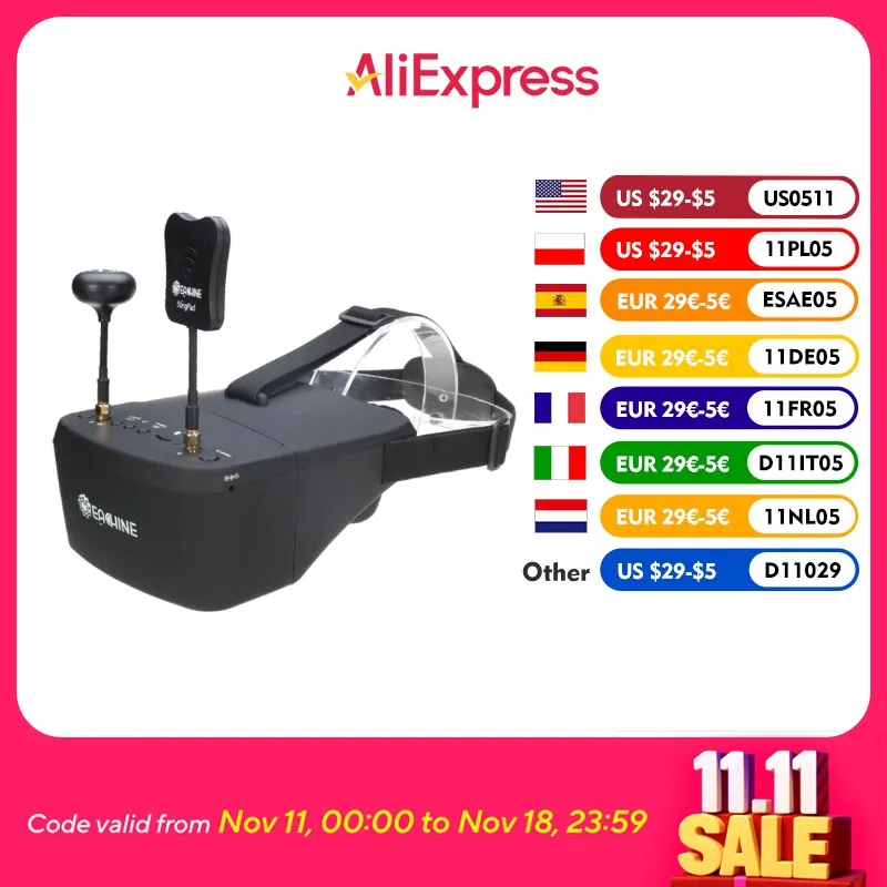 Eachine EV800D 5.8G 40CH 5 Inch 800*480 Video Headset HD DVR Diversity FPV Goggles With Battery For RC Model