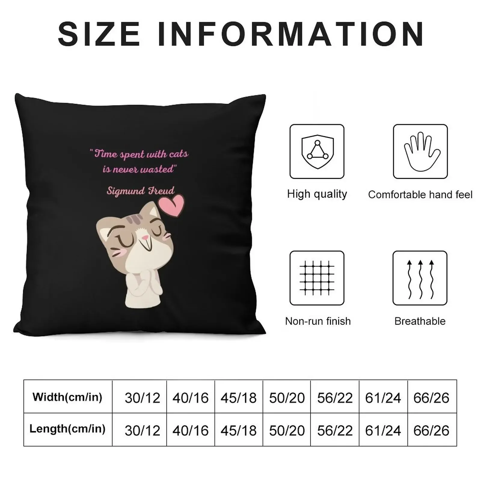 Time spent with cats is never wasted , Sigmund Freud Throw Pillow Cushions For Sofa pillows decor home pillow