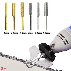 6Pcs Coated Cylindrical Burr 4/4.8/5.5mm Chainsaw Sharpener Stone File Chain Saw Sharpening Grinding Head