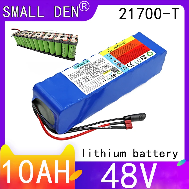 New 48V 10AH 0-800W rectangular strip lithium battery pack with BMS 13s3p motor high-power battery