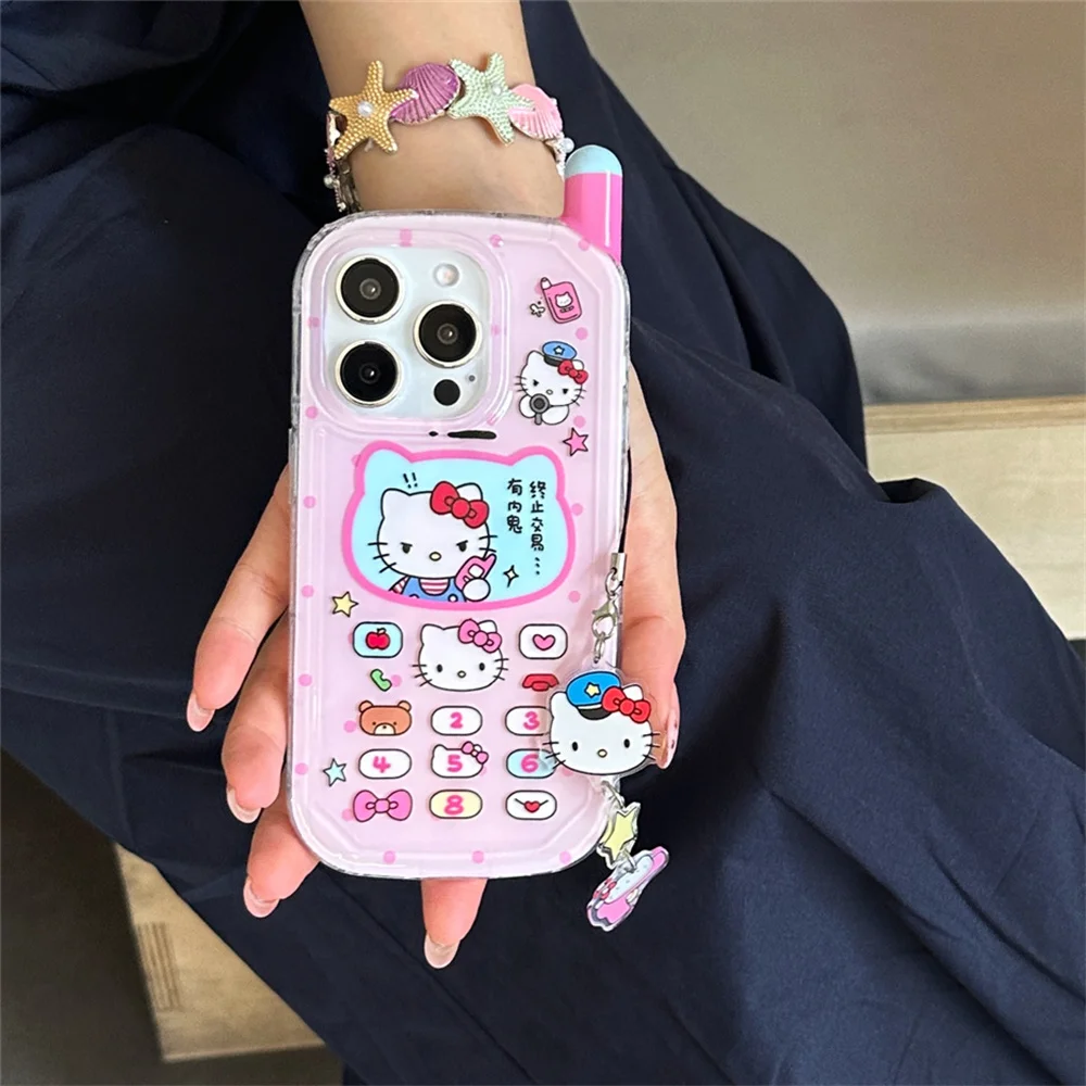 

New HelloKitty Lovely Anti-fall Cover Funda For iPhone 16 15 14 13 Pro Max 16 Pro Luxury Fashion INS Korean Cute Shockproof Case